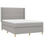 Cama box spring con colchón tela gris claro 140x200 cm de vidaXL, Camas y somieres - Ref: Foro24-3132073, Precio: 515,99 €, D...