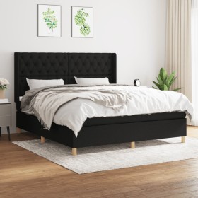 Box spring bed with black fabric mattress 160x200 cm by vidaXL, Beds and slatted bases - Ref: Foro24-3132243, Price: 612,79 €...