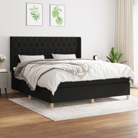 Box spring bed with black fabric mattress 160x200 cm by vidaXL, Beds and slatted bases - Ref: Foro24-3132243, Price: 610,14 €...