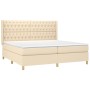 Box spring bed with cream fabric mattress 200x200 cm by vidaXL, Beds and slatted bases - Ref: Foro24-3132262, Price: 734,69 €...