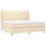 Box spring bed with cream fabric mattress 200x200 cm by vidaXL, Beds and slatted bases - Ref: Foro24-3132022, Price: 695,54 €...