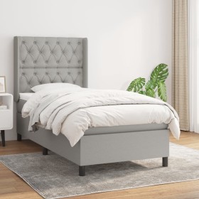 Box spring bed with light gray fabric mattress 80x200 cm by vidaXL, Beds and slatted bases - Ref: Foro24-3131625, Price: 340,...