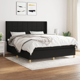 Box spring bed with black fabric mattress 160x200 cm by vidaXL, Beds and slatted bases - Ref: Foro24-3132003, Price: 588,50 €...