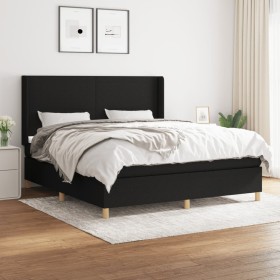 Box spring bed with black fabric mattress 160x200 cm by vidaXL, Beds and slatted bases - Ref: Foro24-3131843, Price: 581,30 €...