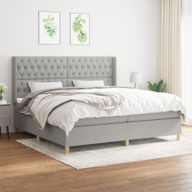 Cama box spring con colchón tela gris claro 200x200 cm de vidaXL, Camas y somieres - Ref: Foro24-3132257, Precio: 660,37 €, D...