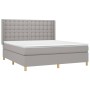 Cama box spring con colchón tela gris claro 180x200 cm de vidaXL, Camas y somieres - Ref: Foro24-3132329, Precio: 622,24 €, D...