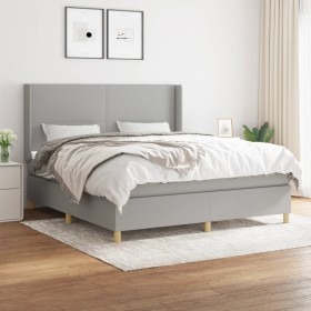 Cama box spring con colchón tela gris claro 180x200 cm de vidaXL, Camas y somieres - Ref: Foro24-3131849, Precio: 637,59 €, D...