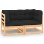 Garden footrest with cushions 2 pcs solid pine wood by vidaXL, Outdoor sofas - Ref: Foro24-3083726, Price: 142,21 €, Discount: %