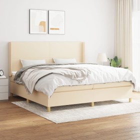 Box spring bed with cream fabric mattress 200x200 cm by vidaXL, Beds and slatted bases - Ref: Foro24-3131862, Price: 673,52 €...