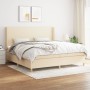 Box spring bed with cream fabric mattress 200x200 cm by vidaXL, Beds and slatted bases - Ref: Foro24-3131862, Price: 694,44 €...