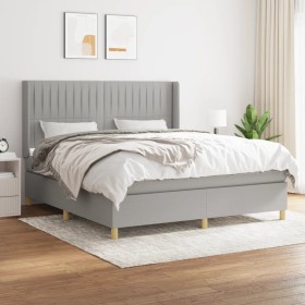 Box spring bed with light gray fabric mattress 180x200 cm by vidaXL, Beds and slatted bases - Ref: Foro24-3132169, Price: 639...