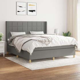 Cama box spring con colchón tela gris oscuro 180x200 cm de vidaXL, Camas y somieres - Ref: Foro24-3132010, Precio: 638,99 €, ...