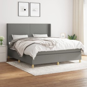 Cama box spring con colchón tela gris oscuro 180x200 cm de vidaXL, Camas y somieres - Ref: Foro24-3131850, Precio: 638,11 €, ...