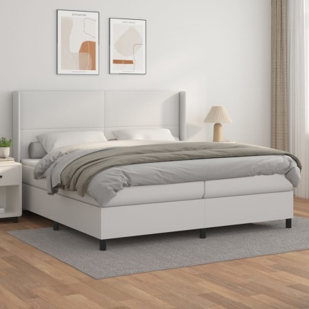 Box spring bed with white synthetic leather mattress 200x200 cm by vidaXL, Beds and slatted bases - Ref: Foro24-3132400, Pric...