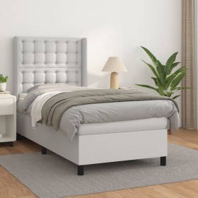 Cama box spring con colchón cuero sintético blanco 90x190 cm de vidaXL, Camas y somieres - Ref: Foro24-3132478, Precio: 399,9...