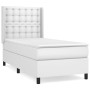 Box spring bed with white synthetic leather mattress 90x190 cm by vidaXL, Beds and slatted bases - Ref: Foro24-3132478, Price...