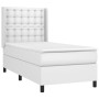 Box spring bed with white synthetic leather mattress 90x190 cm by vidaXL, Beds and slatted bases - Ref: Foro24-3132478, Price...