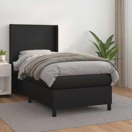 Cama box spring con colchón cuero sintético negro 90x190 cm de vidaXL, Camas y somieres - Ref: Foro24-3132351, Precio: 355,68...