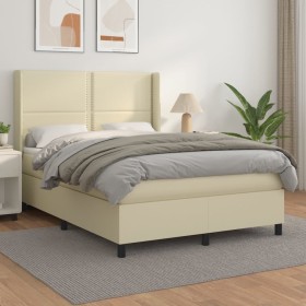 Box spring bed with cream synthetic leather mattress 140x200cm by vidaXL, Beds and slatted bases - Ref: Foro24-3132443, Price...