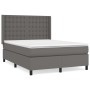 Box spring bed with gray synthetic leather mattress 140x190 cm by vidaXL, Beds and slatted bases - Ref: Foro24-3132499, Price...