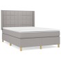 Box spring bed with light gray fabric mattress 140x190 cm by vidaXL, Beds and slatted bases - Ref: Foro24-3131985, Price: 513...