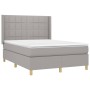 Box spring bed with light gray fabric mattress 140x190 cm by vidaXL, Beds and slatted bases - Ref: Foro24-3131985, Price: 513...