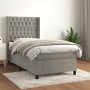 Cama box spring con colchón terciopelo gris claro 100x200 cm de vidaXL, Camas y somieres - Ref: Foro24-3132843, Precio: 393,9...