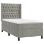 Cama box spring con colchón terciopelo gris claro 100x200 cm de vidaXL, Camas y somieres - Ref: Foro24-3132843, Precio: 389,9...