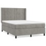 Cama box spring con colchón terciopelo gris claro 140x200 cm de vidaXL, Camas y somieres - Ref: Foro24-3132681, Precio: 509,8...