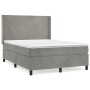 Box spring bed with light gray velvet mattress 140x200 cm by vidaXL, Beds and slatted bases - Ref: Foro24-3132561, Price: 509...