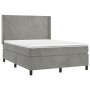 Cama box spring con colchón terciopelo gris claro 140x200 cm de vidaXL, Camas y somieres - Ref: Foro24-3132561, Precio: 534,6...