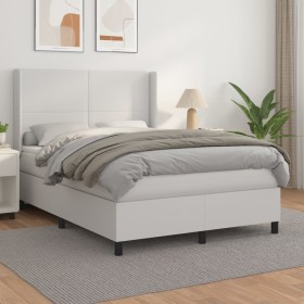 Box spring bed with white synthetic leather mattress 140x190 cm by vidaXL, Beds and slatted bases - Ref: Foro24-3132376, Pric...