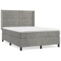 Cama box spring con colchón terciopelo gris claro 140x200 cm de vidaXL, Camas y somieres - Ref: Foro24-3132741, Precio: 536,2...