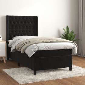 Box spring bed with black velvet mattress 100x200 cm by vidaXL, Beds and slatted bases - Ref: Foro24-3132845, Price: 392,99 €...