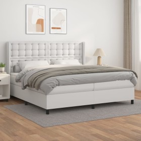 Cama box spring con colchón cuero sintético blanco 200x200 cm de vidaXL, Camas y somieres - Ref: Foro24-3132520, Precio: 719,...