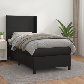 Box spring bed with black synthetic leather mattress 90x190 cm by vidaXL, Beds and slatted bases - Ref: Foro24-3132357, Price...