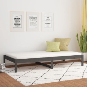 Gray solid pine wood sofa bed 80x200 cm by vidaXL, Beds and slatted bases - Ref: Foro24-820419, Price: 88,99 €, Discount: %