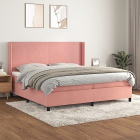 Box spring bed with pink velvet mattress 200x200 cm by vidaXL, Beds and slatted bases - Ref: Foro24-3132584, Price: 652,60 €,...