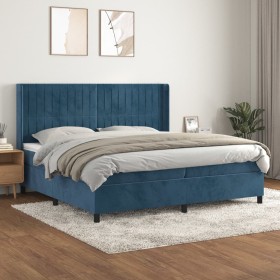 Box spring bed with dark blue velvet mattress 200x200 cm by vidaXL, Beds and slatted bases - Ref: Foro24-3132823, Price: 667,...