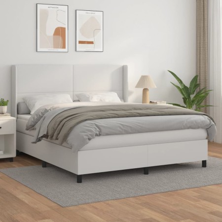 Box spring bed with white synthetic leather mattress 180x200 cm by vidaXL, Beds and slatted bases - Ref: Foro24-3132394, Pric...