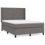 Box spring bed with gray synthetic leather mattress 140x200 cm by vidaXL, Beds and slatted bases - Ref: Foro24-3132385, Price...