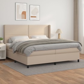 Box spring bed with cappuccino synthetic leather mattress 200x200cm by vidaXL, Beds and slatted bases - Ref: Foro24-3132464, ...