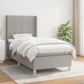 Box spring bed with light gray fabric mattress 90x190 cm by vidaXL, Beds and slatted bases - Ref: Foro24-3131953, Price: 343,...