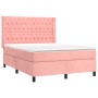 Box spring bed with pink velvet mattress 140x200 cm by vidaXL, Beds and slatted bases - Ref: Foro24-3132866, Price: 572,56 €,...