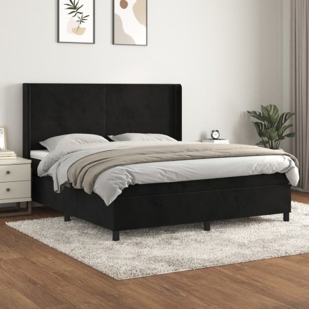 Box spring bed with black velvet mattress 180x200 cm by vidaXL, Beds and slatted bases - Ref: Foro24-3132575, Price: 675,10 €...