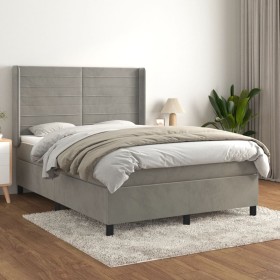 Boxspringbett mit hellgrauer Samtmatratze 140x190 cm von vidaXL, Betten und Lattenroste - Ref: Foro24-3132735, Preis: 563,36 ...