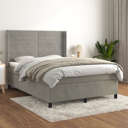 Boxspringbett mit hellgrauer Samtmatratze 140x190 cm von vidaXL, Betten und Lattenroste - Ref: Foro24-3132735, Preis: 540,68 ...