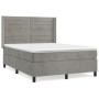 Cama box spring con colchón terciopelo gris claro 140x190 cm de vidaXL, Camas y somieres - Ref: Foro24-3132735, Precio: 564,9...