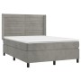 Cama box spring con colchón terciopelo gris claro 140x190 cm de vidaXL, Camas y somieres - Ref: Foro24-3132735, Precio: 564,9...