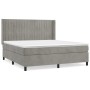 Cama box spring con colchón terciopelo gris claro 160x200 cm de vidaXL, Camas y somieres - Ref: Foro24-3132807, Precio: 572,3...